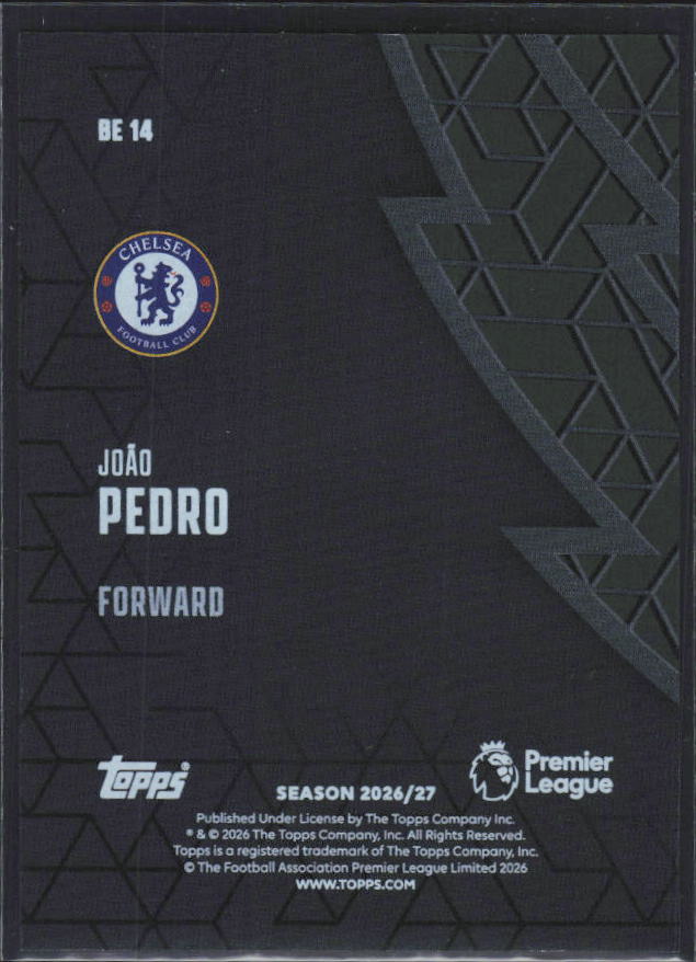 2026-27 Topps Premier League João Pedro #BE14 Black Edge Edition – baksida