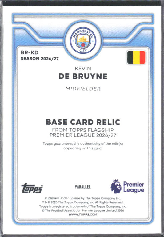 2026-27 Topps Premier League Kevin De Bruyne #BR-KD Relic Purple /199 – baksida