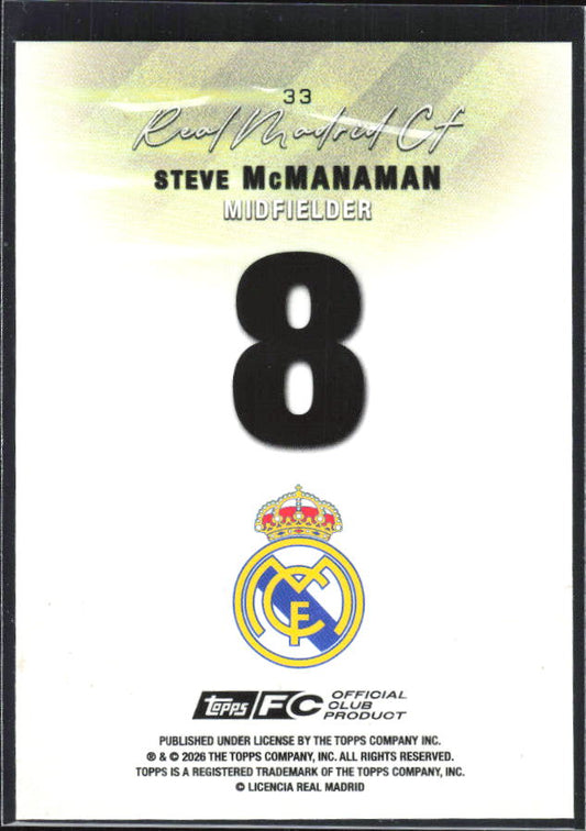 2025-26 Topps Real Madrid Team Set #33 Steve McManaman – baksida