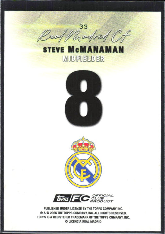 2025-26 Topps Real Madrid Team Set #33 Steve McManaman – baksida