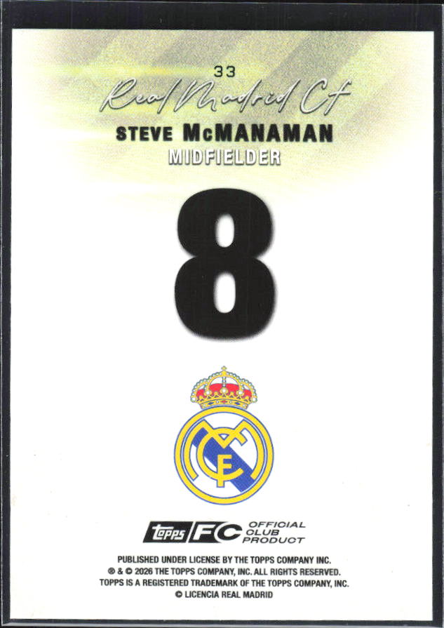 2025-26 Topps Real Madrid Team Set #33 Steve McManaman – baksida