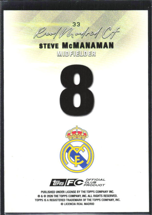 2025-26 Topps Real Madrid Team Set #33 Steve McManaman – baksida