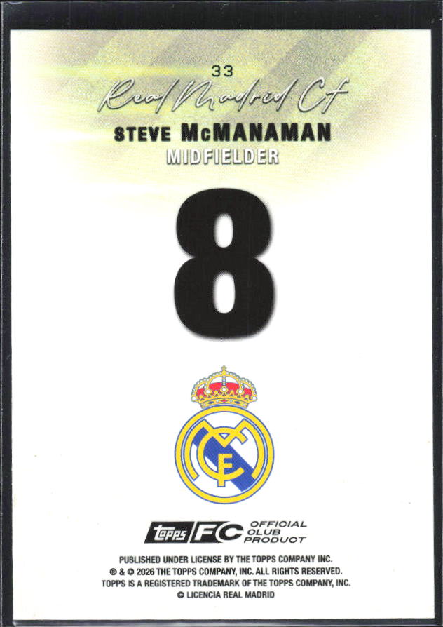 2025-26 Topps Real Madrid Team Set #33 Steve McManaman – baksida
