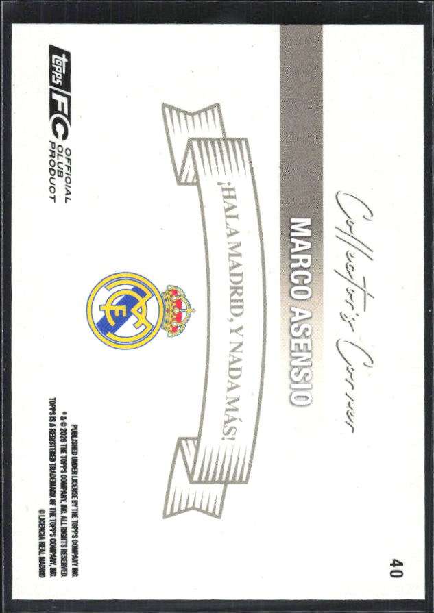 2025-26 Topps Real Madrid Team Set #40 Marco Asensio – baksida