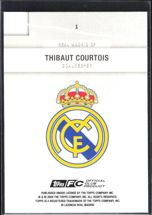 2025-26 Topps Real Madrid Team Set #1 Thibaut Courtois – baksida