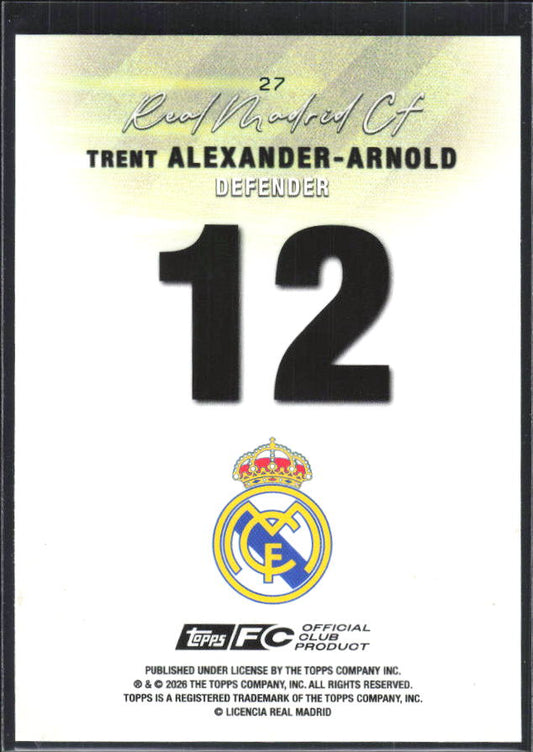 2025-26 Topps Real Madrid Team Set #27 Trent Alexander-Arnold – baksida