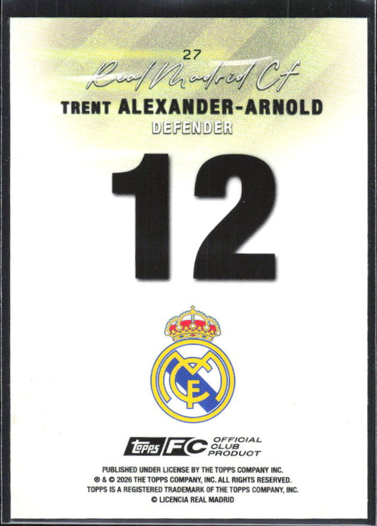 2025-26 Topps Real Madrid Team Set #27 Trent Alexander-Arnold – baksida