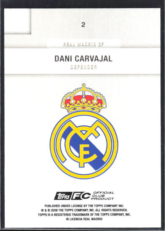 2025-26 Topps Real Madrid Team Set #2 Dani Carvajal – baksida