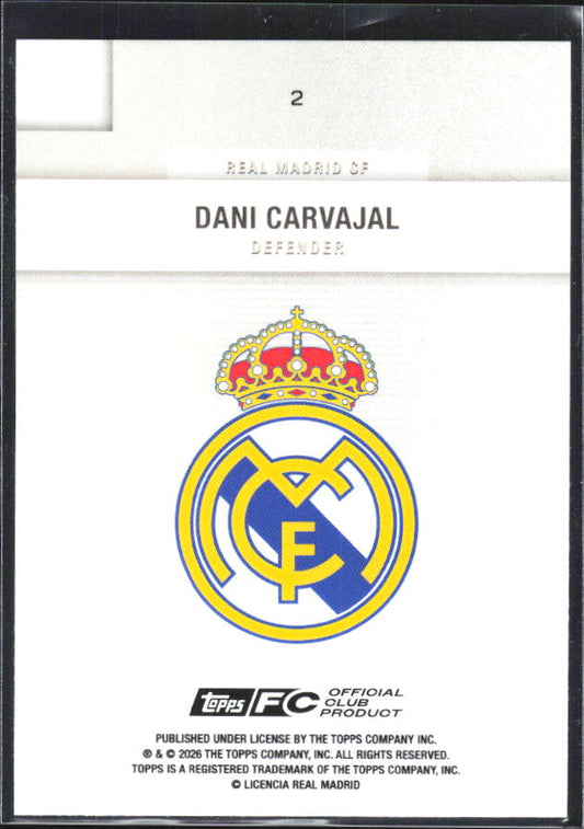 2025-26 Topps Real Madrid Team Set #2 Dani Carvajal – baksida