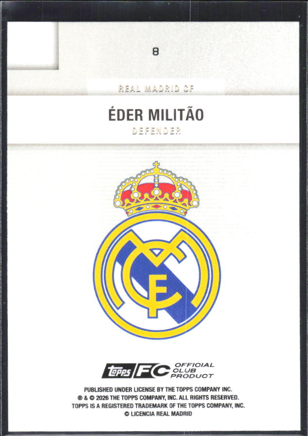 2025-26 Topps Real Madrid Team Set #8 Éder Militão – baksida
