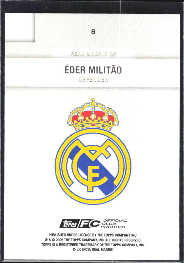 2025-26 Topps Real Madrid Team Set #8 Éder Militão – baksida