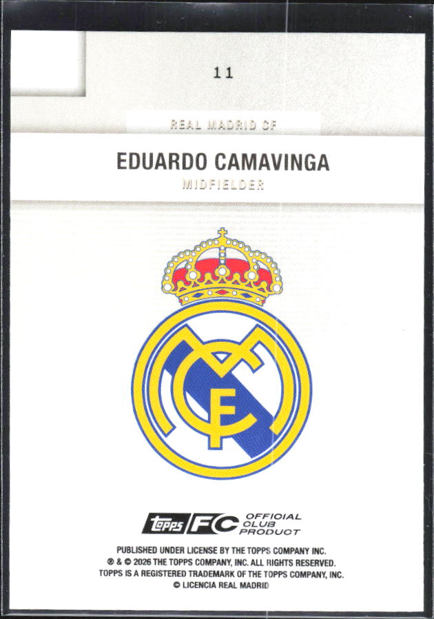 2025-26 Topps Real Madrid Team Set #11 Eduardo Camavinga – baksida