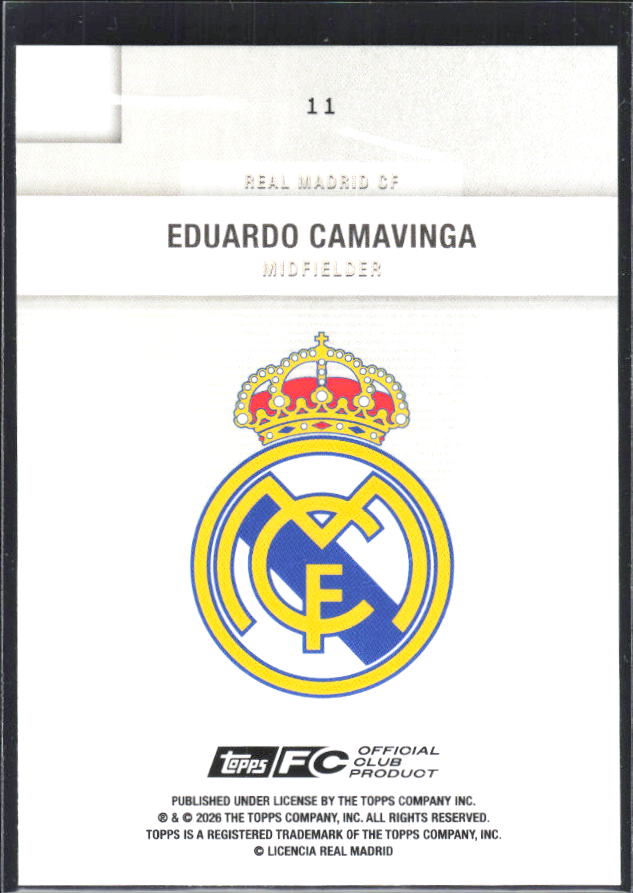2025-26 Topps Real Madrid Team Set #11 Eduardo Camavinga – baksida