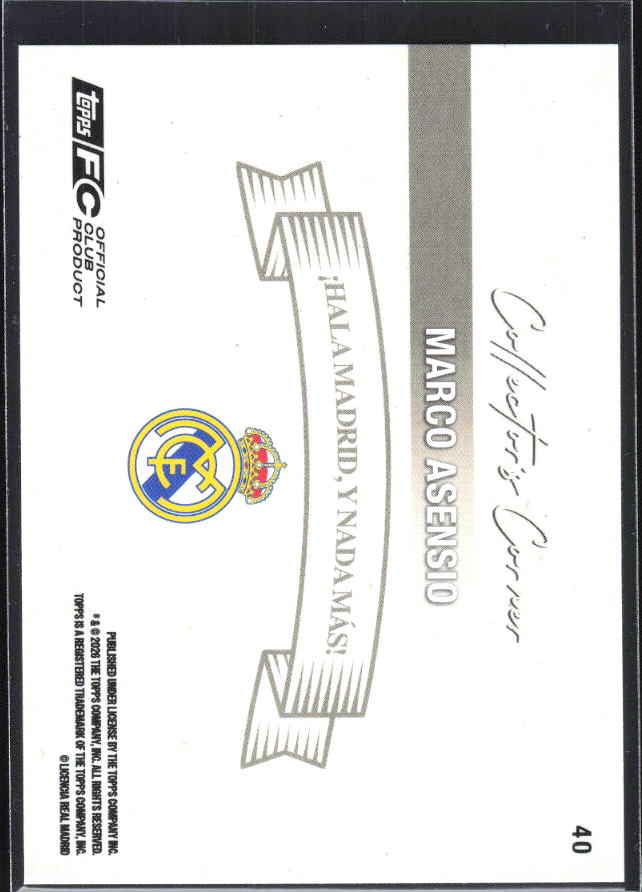 2025-26 Topps Real Madrid Team Set #40 Marco Asensio – baksida