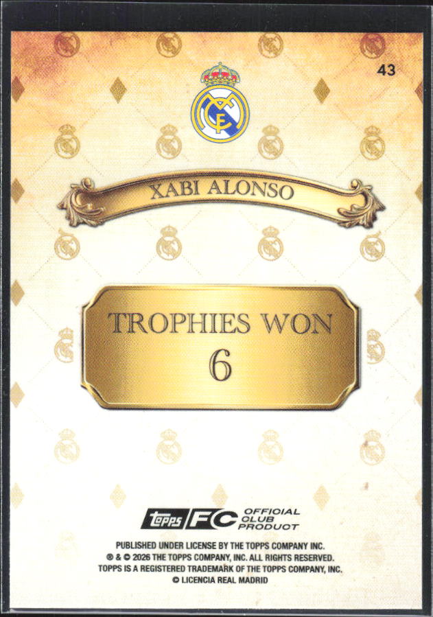 2025-26 Topps Real Madrid Team Set #43 Xabi Alonso – baksida
