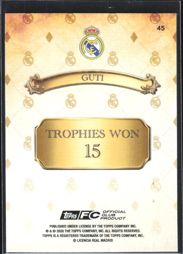 2025-26 Topps Real Madrid Team Set #45 Guti – baksida
