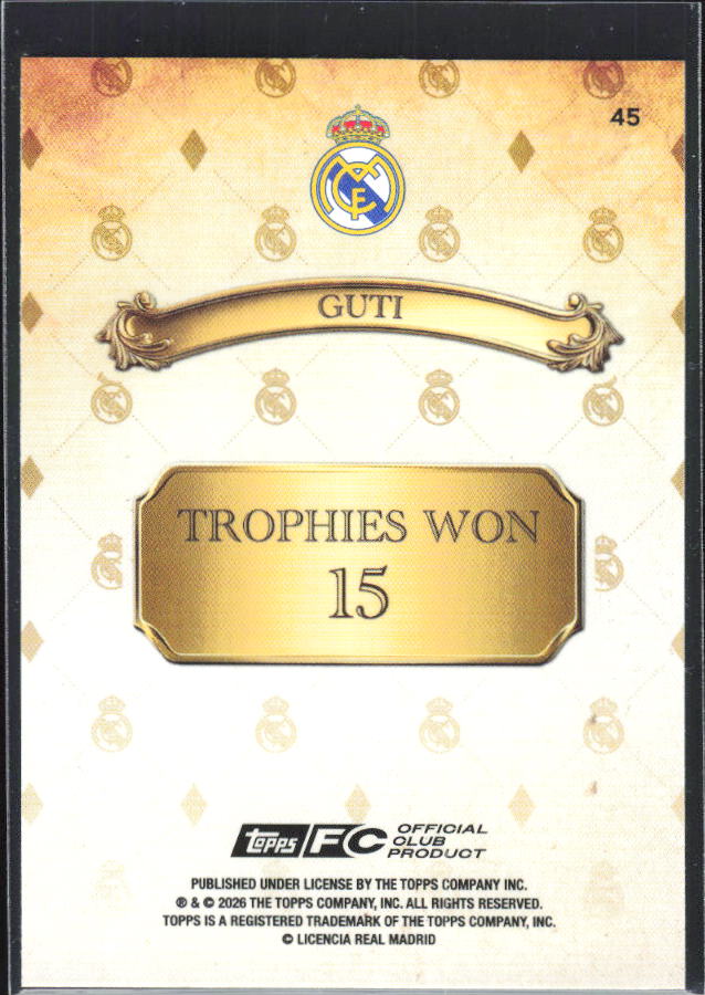 2025-26 Topps Real Madrid Team Set #45 Guti – baksida