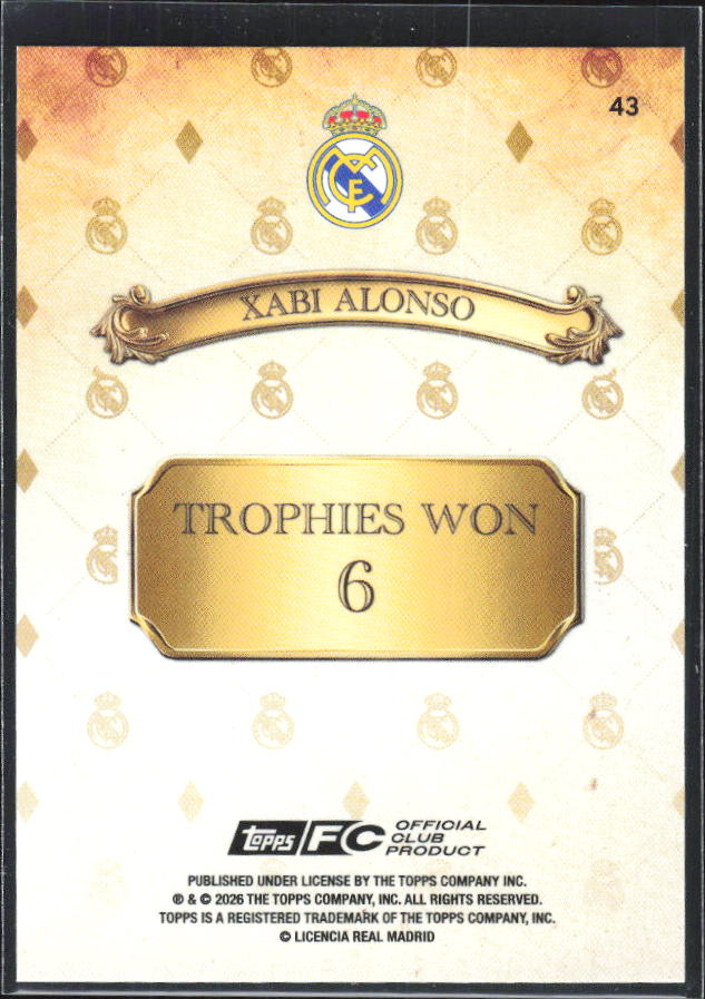 2025-26 Topps Real Madrid Team Set #43 Xabi Alonso – baksida