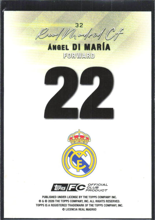 2025-26 Topps Real Madrid Team Set #32 Ángel Di María – baksida