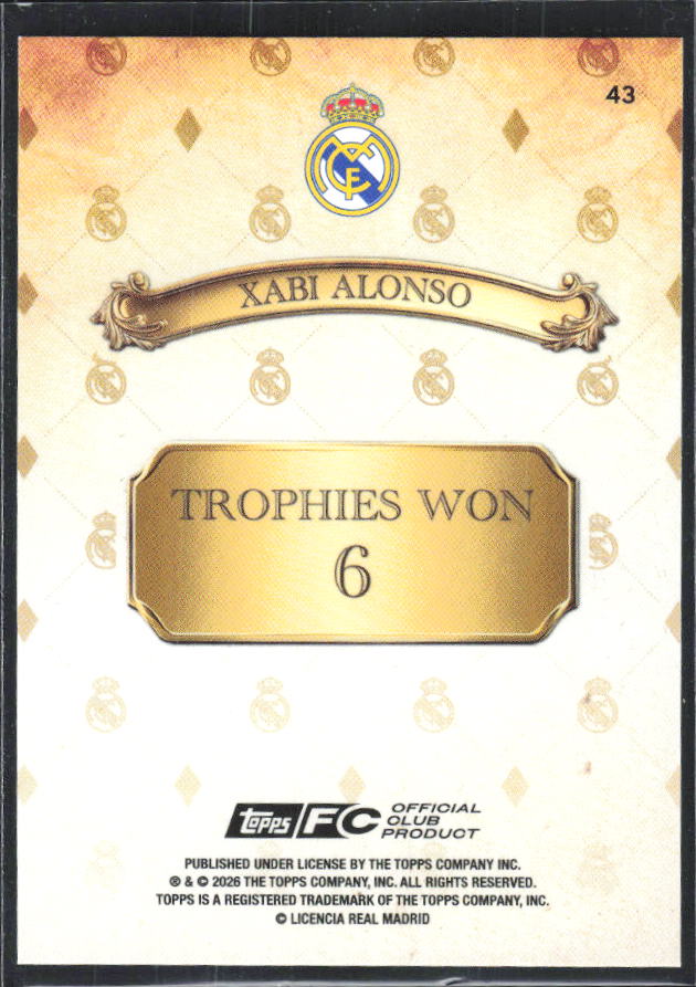2025-26 Topps Real Madrid Team Set #43 Xabi Alonso – baksida