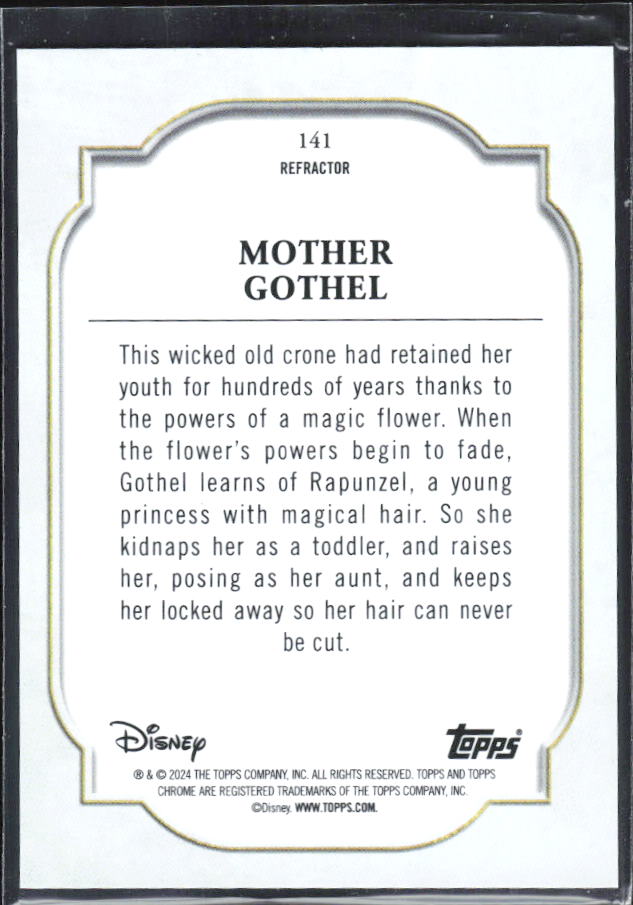 2024 Topps Chrome Disney #141 Mother Gothel Refractor – baksida