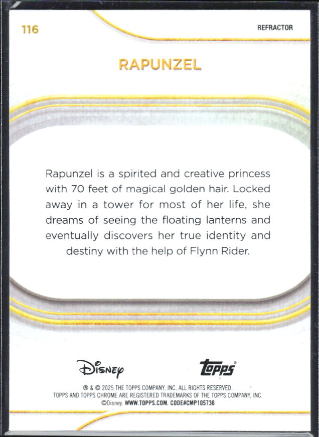 2025 Topps Chrome Disney #116 Rapunzel Refractor – baksida