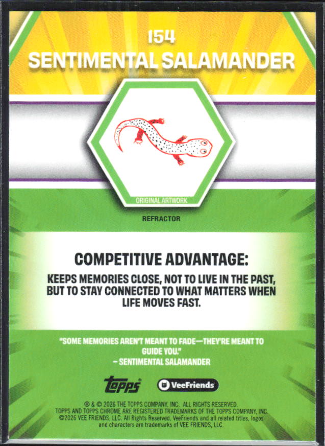 2026 Topps Chrome VeeFriends #154 Sentimental Salamander Refractor – baksida