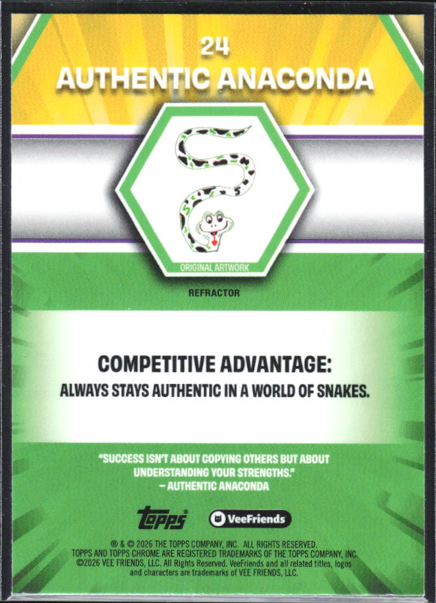 2026 Topps Chrome VeeFriends #24 Authentic Anaconda Refractor – baksida