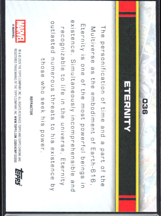 2026 Topps Chrome Marvel Comics #036 Eternity Refractor – baksida