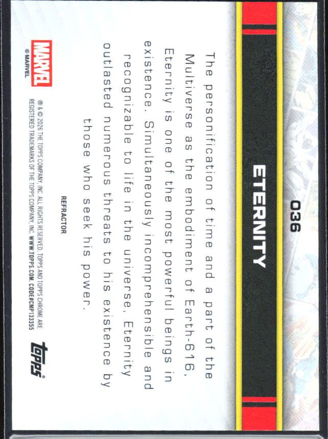 2026 Topps Chrome Marvel Comics #036 Eternity Refractor – baksida