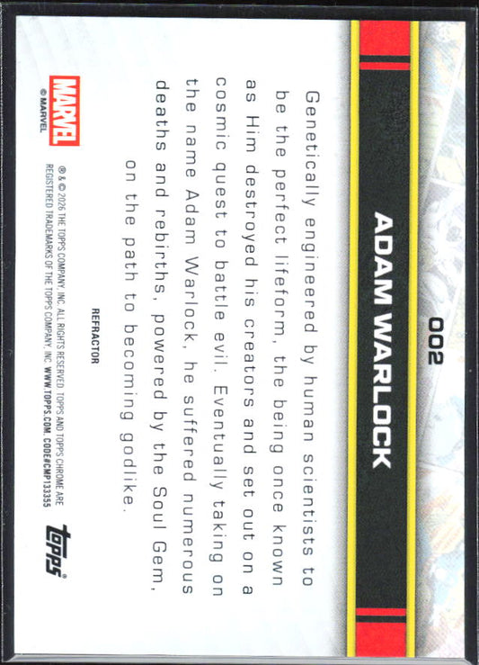 2026 Topps Chrome Marvel Comics #002 Adam Warlock Refractor – baksida