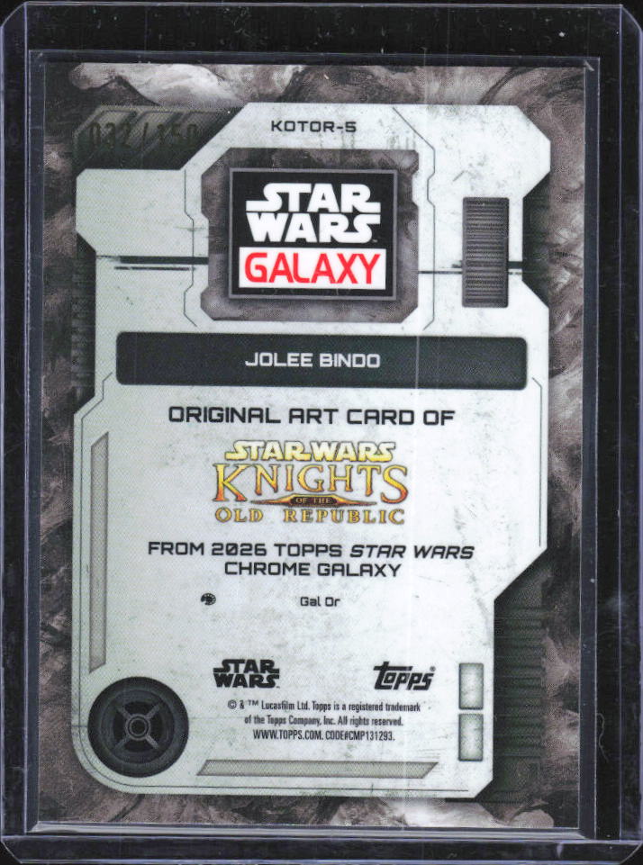 2026 Topps Star Wars Chrome Galaxy #KOTOR-5 Jolee Bindo Atomic Refractor 102/150 – baksida