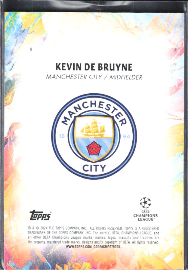 2023-24 Topps Inception UEFA Club Competitions #8 Kevin De Bruyne First XI – baksida