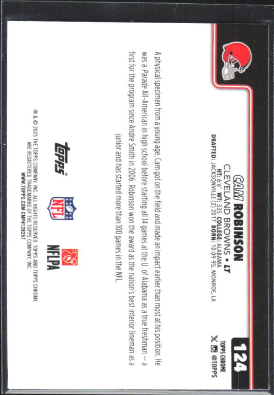2025 Topps Chrome #124 Cam Robinson – baksida