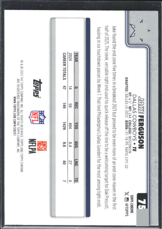 2025 Topps Chrome #75 Jake Ferguson – baksida