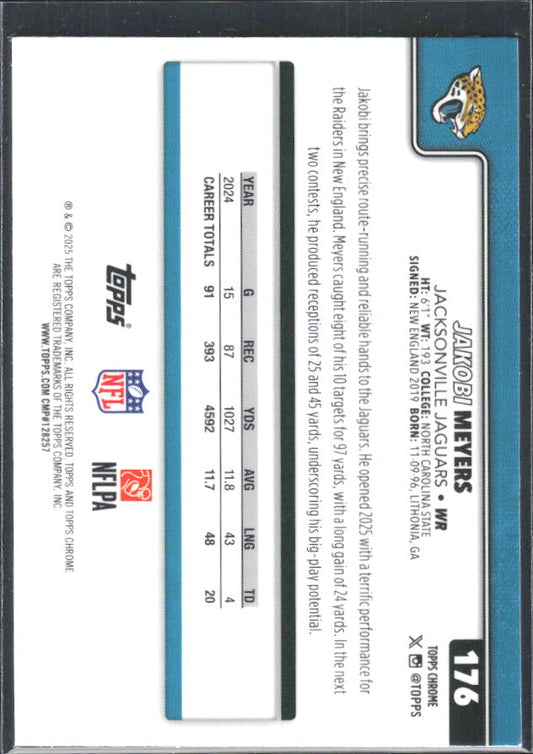 2025 Topps Chrome #176 Jakobi Meyers – baksida