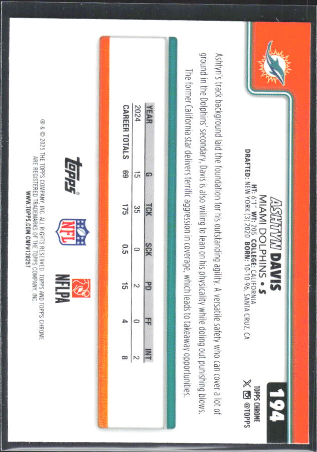 2025 Topps Chrome #194 Ashtyn Davis – baksida