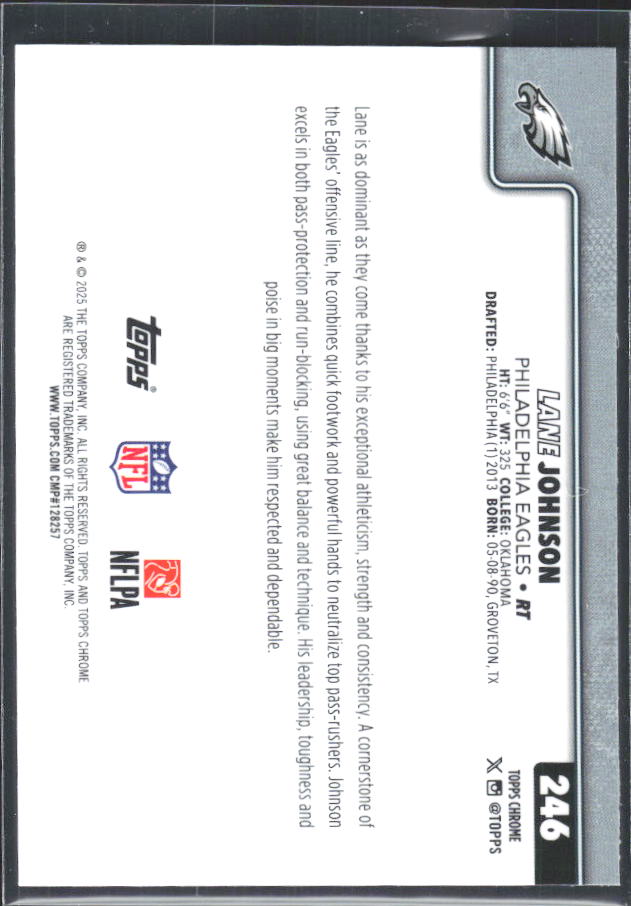 2025 Topps Chrome #246 Lane Johnson – baksida