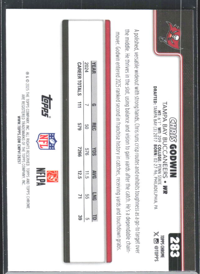 2025 Topps Chrome #283 Chris Godwin – baksida