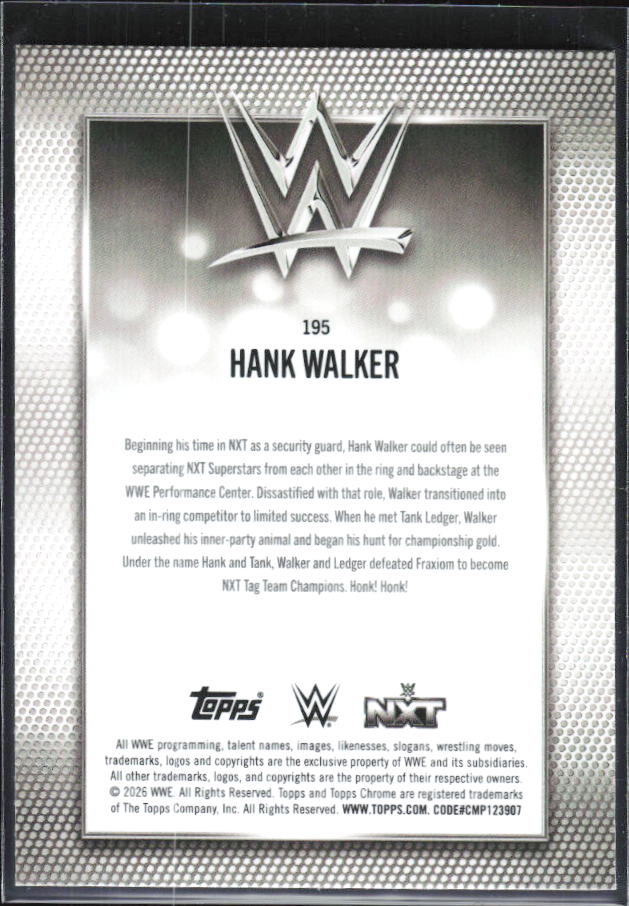 2026 Topps Chrome WWE #195 Hank Walker – baksida