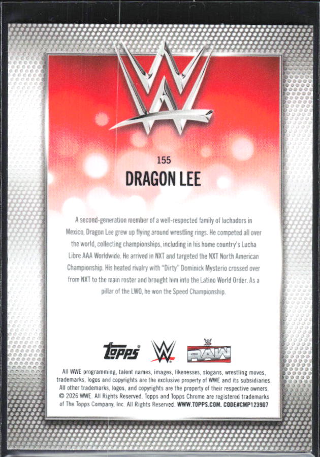 2026 2026 Topps Chrome WWE #155 Dragon Lee – baksida