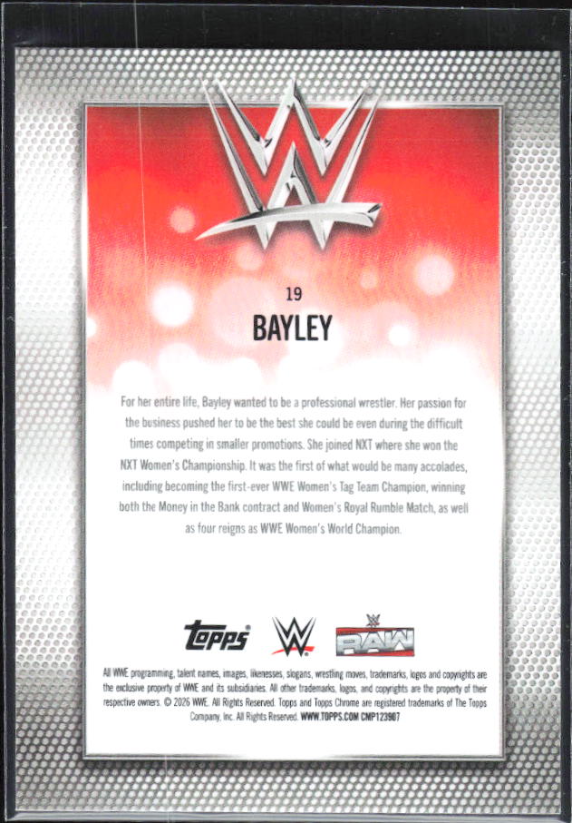 2026 Topps Chrome WWE #19 Bayley – baksida
