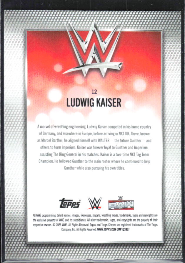2026 Topps Chrome WWE #12 Ludwig Kaiser – baksida