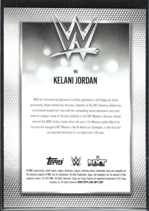 2026 Topps Chrome WWE #95 Kelani Jordan – baksida