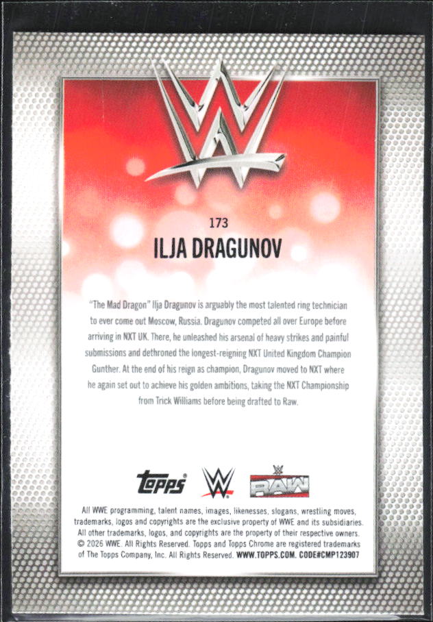 2026 Topps Chrome WWE #173 Ilja Dragunov – baksida
