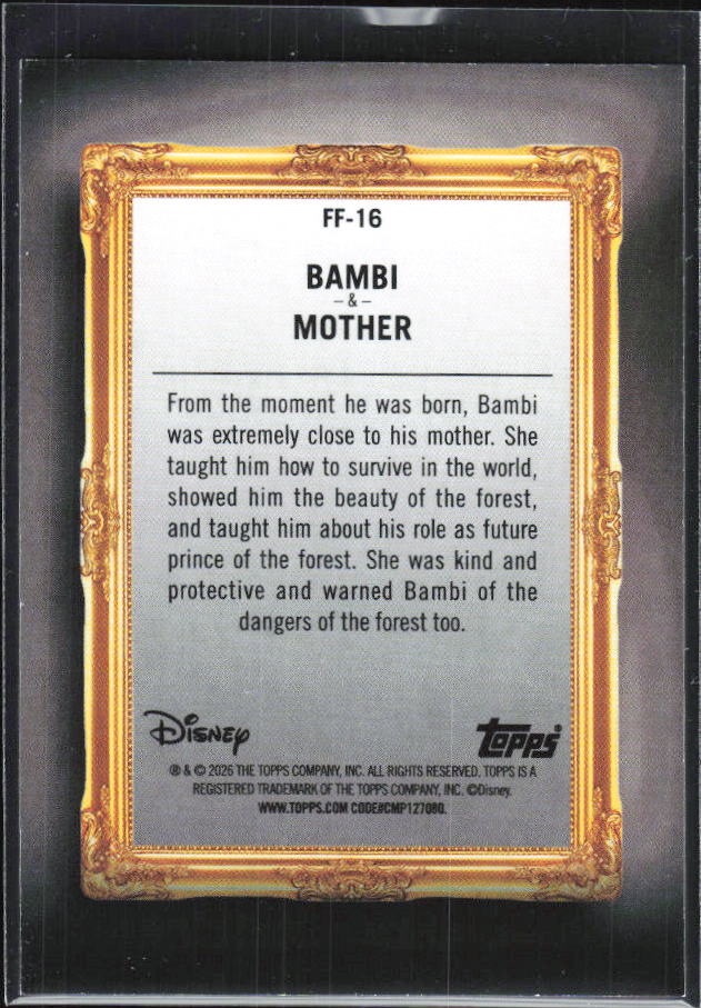 2026 Topps Disney Neon #FF-16 Bambi / Mother Family First – baksida