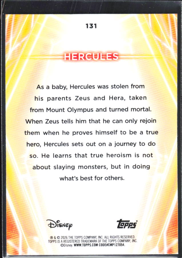 2026 Topps Disney Neon #131 Hercules – baksida