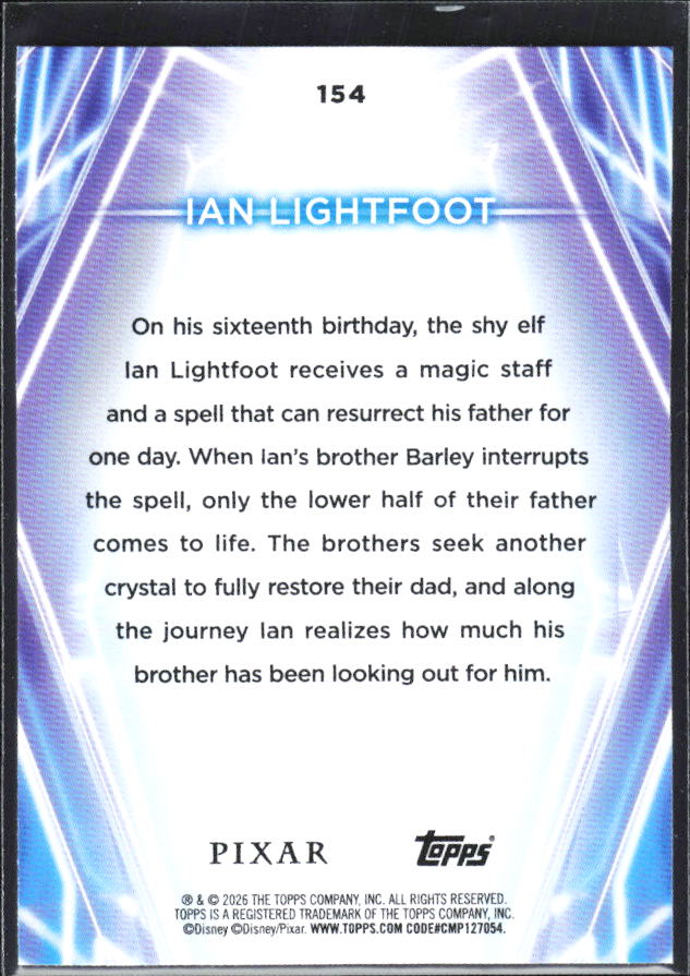 2026 Topps Disney Neon #154 Ian Lightfoot – baksida