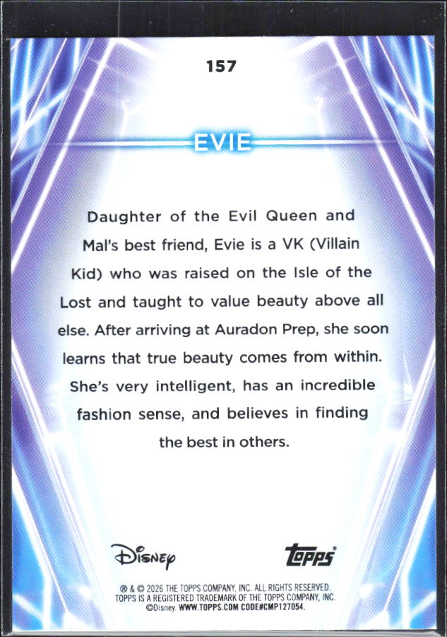 2026 Topps Disney Neon #157 Evie – baksida
