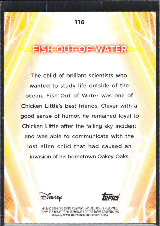 2026 Topps Disney Neon #116 Fish Out of Water – baksida